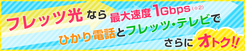 フレッツ光なら最大速度1Gbps！ひかり電話とフレッツ・テレビで更にオトク！